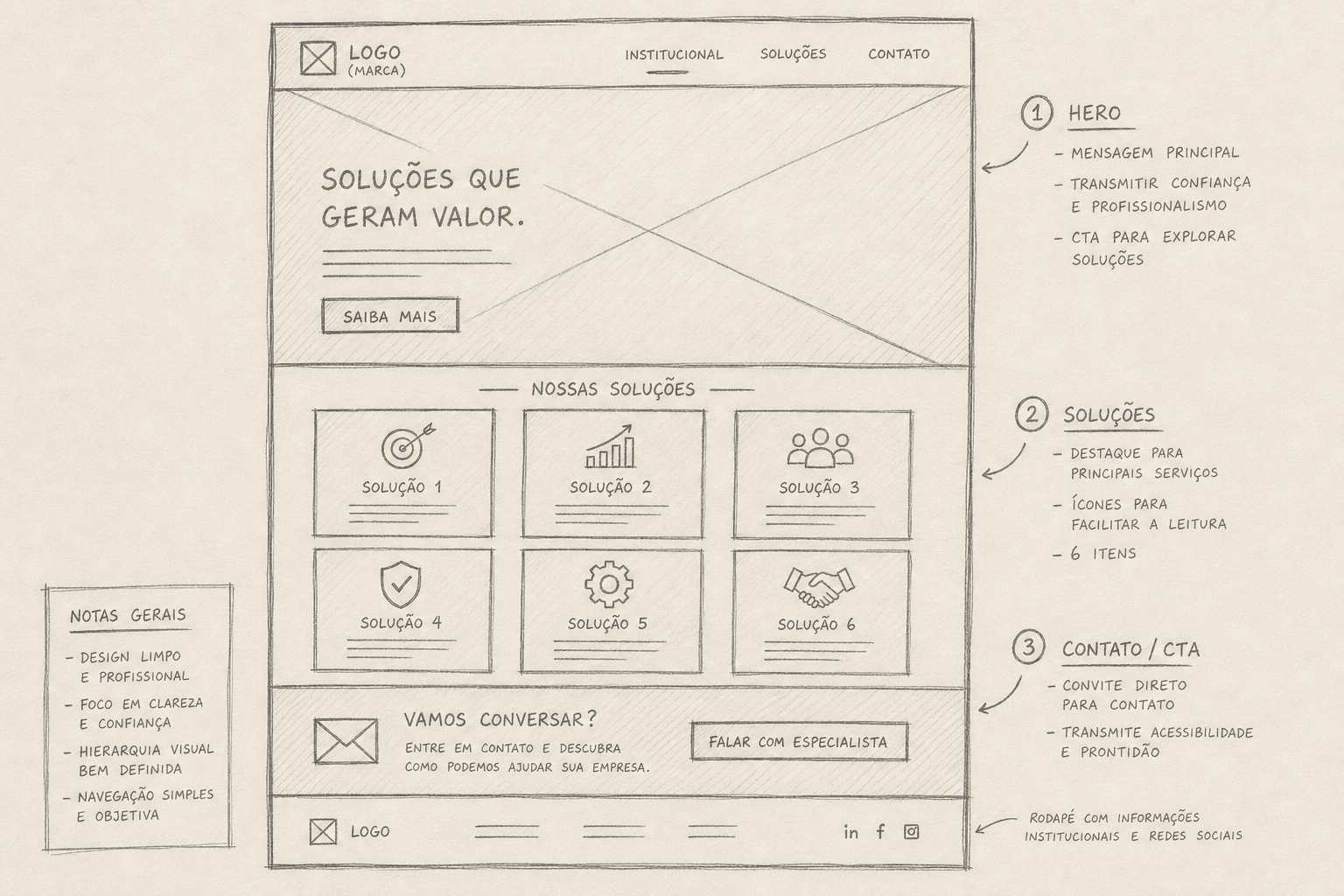 Wireframe à mão da home Way Back